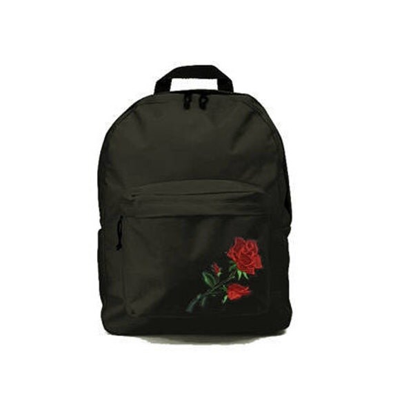 Black backpack with Rose patch 33x41x19cm