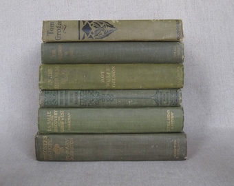 Vintage Olive Green Book Bundle, Decorative Books