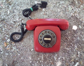 Rotary Phone Dial Red Phone Telephone Wonderfully Retro Red phone. Retro home decor