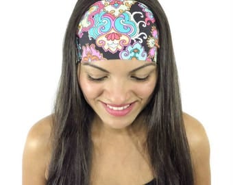 Yoga Headband Workout Headband Summer Running Headband Hippie Headband Boho Turban Fashion Wide Headband Floral No Slip Women Headband S123