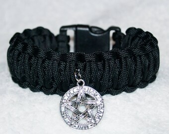 Pentacle Bracelet, Pentagram Gifts, Tetragrammaton, Wiccan Bracelet, Occult Jewelry, Pagan Bracelet, Wicca, Paracord Bracelet, Witchcraft