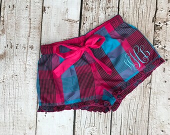 Monogrammed Premium Cotton Ruffled Hem Sleep Lounge Shorts