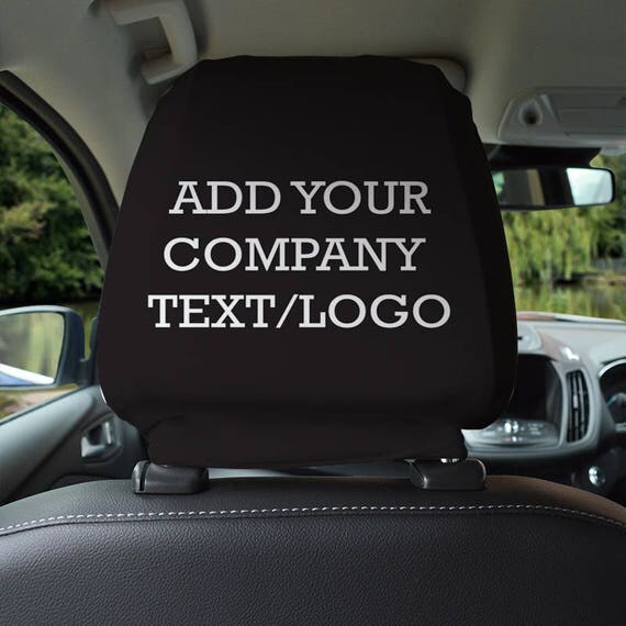Personalised Text / Logo Car Seat Headrest Cover 2 Pack Made