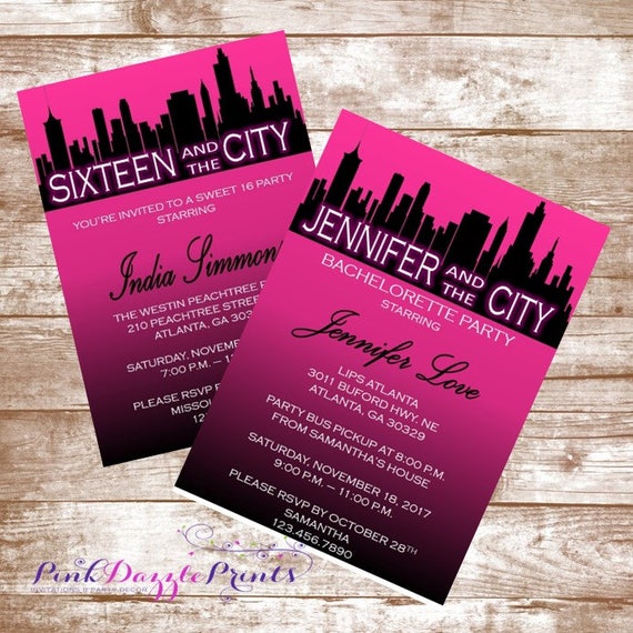 Printable Sixteen And The City Party Invitation Sex And The