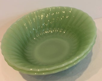 Anchor Hocking - Fire King Jade-ite - Jadeite Shell Pattern Bowls - Jadite Vegetable Bowls - G2378 - Set of 2