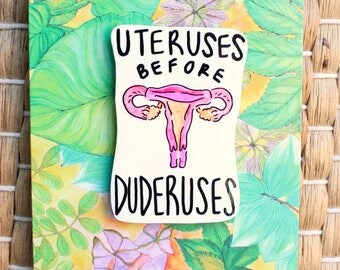 Uterus Pin, Feminist pin, Leslie Knope Pin, Parks Rec pin, Handmade pin, Shrinky Dink Pin, Trading Pin, Illustrated pin, black white pin