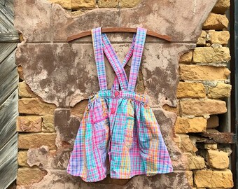 Vintage Toddler Levi's Plaid Pinafore Dress | Plaid Jumper Dress | 5T