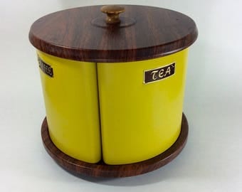 Vintage Canisters on Lazy Susan-Carousel Canisters