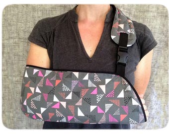 Gray and Pink Geometric arm sling - adult arm sling- teen arm sling - child arm sling
