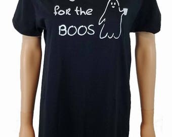 I'm Just Here for the Boos Hand-painted T Shirt / Funny Halloween Drinking Ghost Shirt