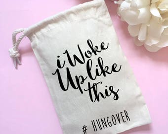 Hangover kit- Survival kit- Hen party favours- Bridesmaid gift- Rustic wedding- Gift for her- Personalized bag- bachelorette party-Hen party