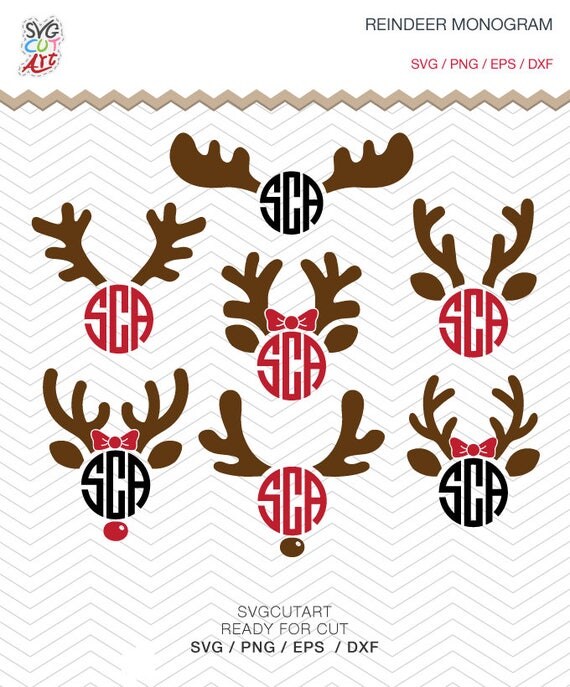 Download Reindeer antler Monogram svg Frame DXF SVG PNG eps Vinyl