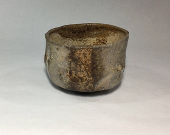 Wood fired matcha chawan, carved Japanese teabowl, woodfired with natural ash glazes. Pottery, ceramic, tea ceremony.