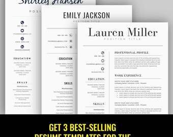 Modern Resume Template / CV Template for Word, Cover Letter, Two Page Resume, Teacher Resume, professional Resume, INSTANT DOWNLOAD