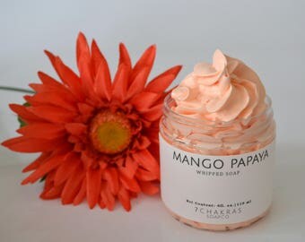 Whipped Soap, 4 oz jar, Mango Papaya, Cream Soap