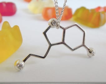 science gift serotonin necklace molecular jewelry serotonin molecule chemistry gift serotonin pendant molecule jewelry serotonin jewelry