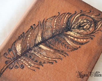 Leather Notepad "ORNAMENTAL FEATHER»