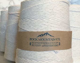 BULK - 3 Pack Cotton Macrame String / 3 Spools of Bulk Macrame Cord / 3 Cones of Craft Twine / Twisted Natural Cotton Rope / 3mm 4mm 8mm