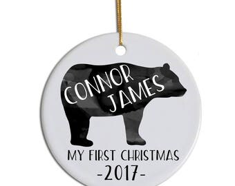 Baby's First Christmas Ornament, First Christmas Ornament, Baby Ornament, Custom Baby Ornament, Baby Bear Ornament, Child's Ornament