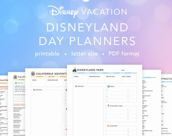NEW! Disneyland and California Adventure Vacation | Daily Planning Sheets w/ Quick Reference Guides Attractions and Dining| INSTANT DOWNLOAD
