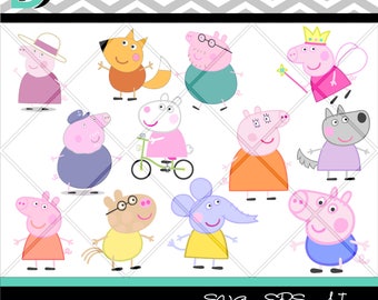 Peppa Pig Svg Bundle,cut file svg,Digital Files,Cricut design Space,Clipart,svg files, Peppa Pig shirt svg