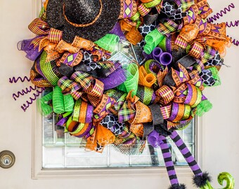 Witch Legs Wreath, Halloween wreath, Fall wreath, Halloween wreath for front door, Halloween witch wreath, autumn wreath, Witch is In
