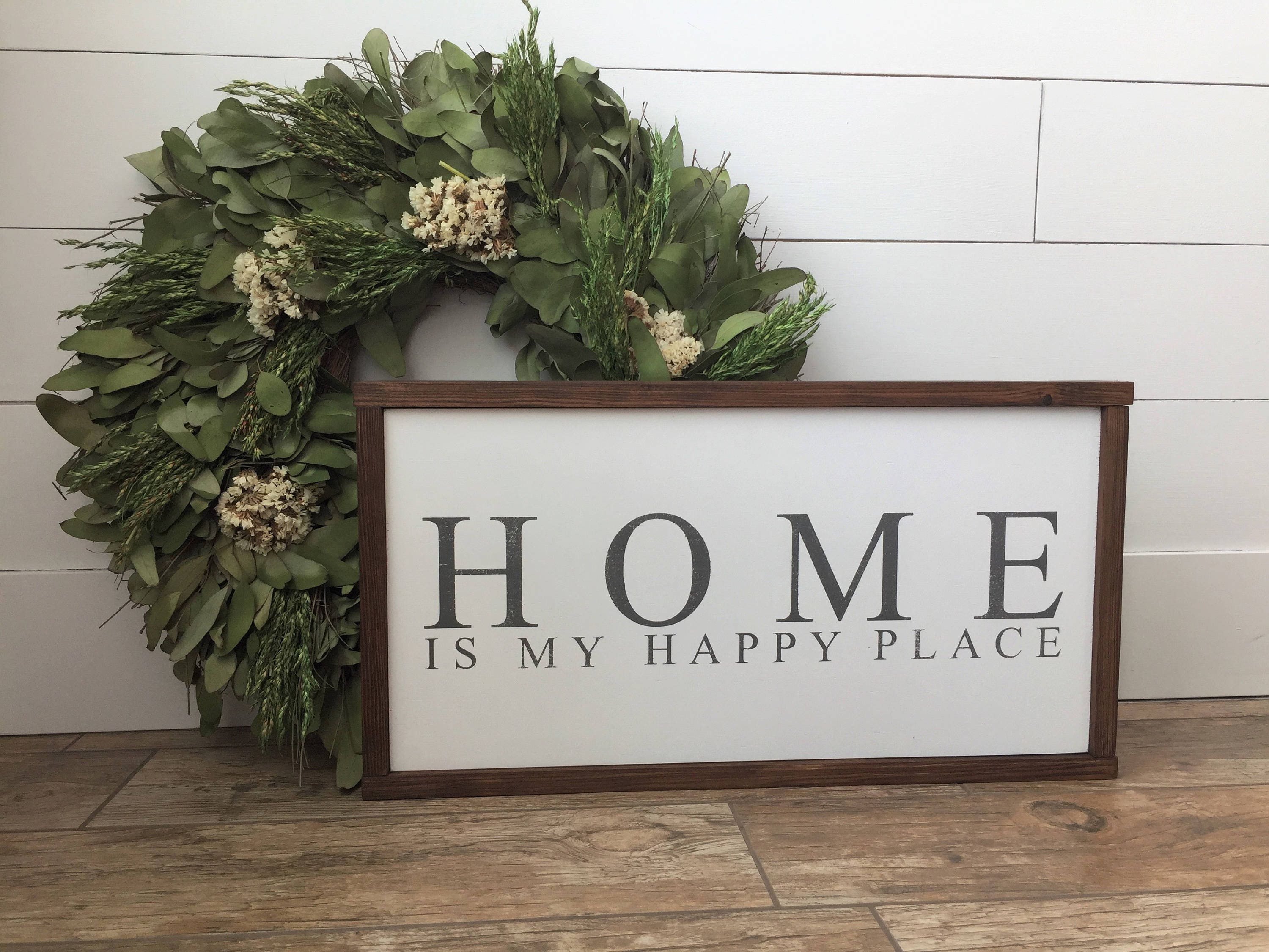 HOME is my happy place Wall Decor Framed Wood Sign