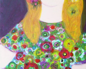 original painting on canvas Little Dreamer - Petite rêveuse