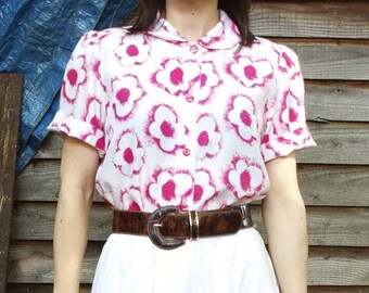 60's Flower Print Blouse