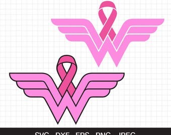 Wonder Woman Breast Cancer Awareness svg, Cancer Awareness ribbon svg, cutting files for CirCut & Silhouette