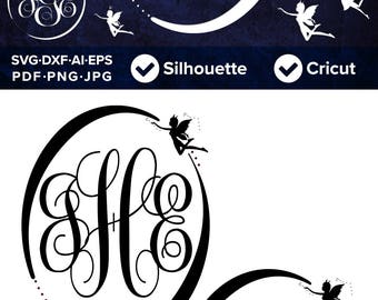 Fairy SVG Fairies Fantasy Magic Circles Monogram Frame Set 02 - SVG Cut File, DXF, Png, Eps, Pdf, Ai, Cricut, Silhouette Studio