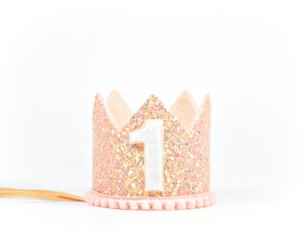 First Birthday Crown | First Birthday Crown Girl | Pink Blush Birthday Crown | Birthday Girl Outfit | 1st Birthday Crown | Girl Party Hat