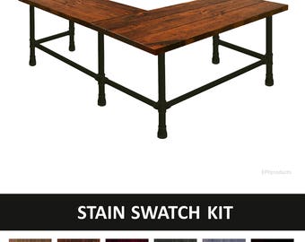 L Shaped Desk, Corner Desk, Pipe Desk - STAIN SWATCH KIT (This kit includes stain/finish sample swatches only)