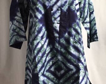 Handcrafted African Batik Cotton Plus Size Tunic with Front Placket Sz ...