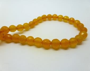 12 pearls tinted jade 6mm yellow faceted (USPJ08-1)