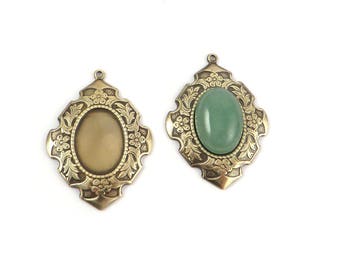 1 pendant holder cabochon 13 x 18 brass antique color bronze. M-004-B