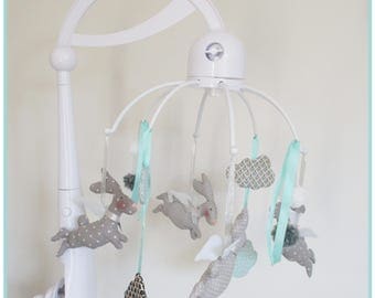 Rabbit Angel Tilda complete baby crib musical mobile