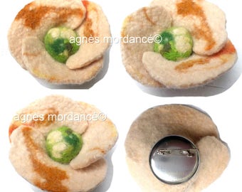 Flower brooch felted wool "Dawn" 9cm - Merino - OOAK