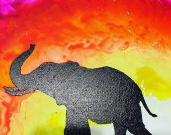 Melted Crayon Background Animal Silhouette