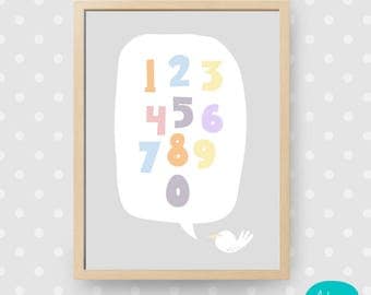 Beautiful Kids Print - Colorful Numbers // Hermosa Lamina Infantil - Numeros Coloridos