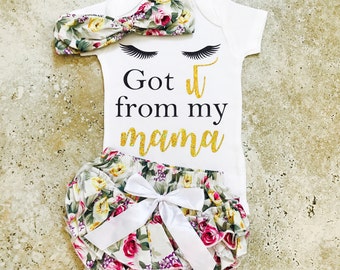 Baby Girl Outfits, Mommy and Me Outfits, Baby Shower Gift, Newborn Coming Home, Girl Coming Home Outfit, Got It From My Mama, Mommy and Me