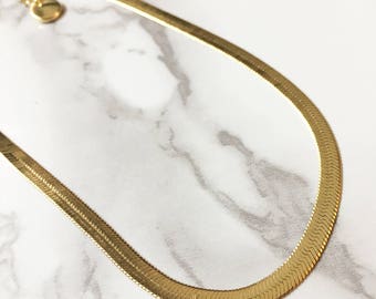 Minimalist Gold Choker, Snake Bone Choker, 18K Gold Plated Choker