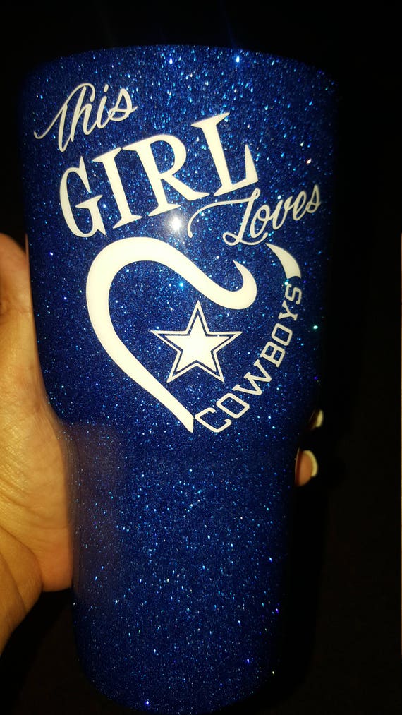 Dallas Cowboys 30oz glitter tumbler. Made to order stainless