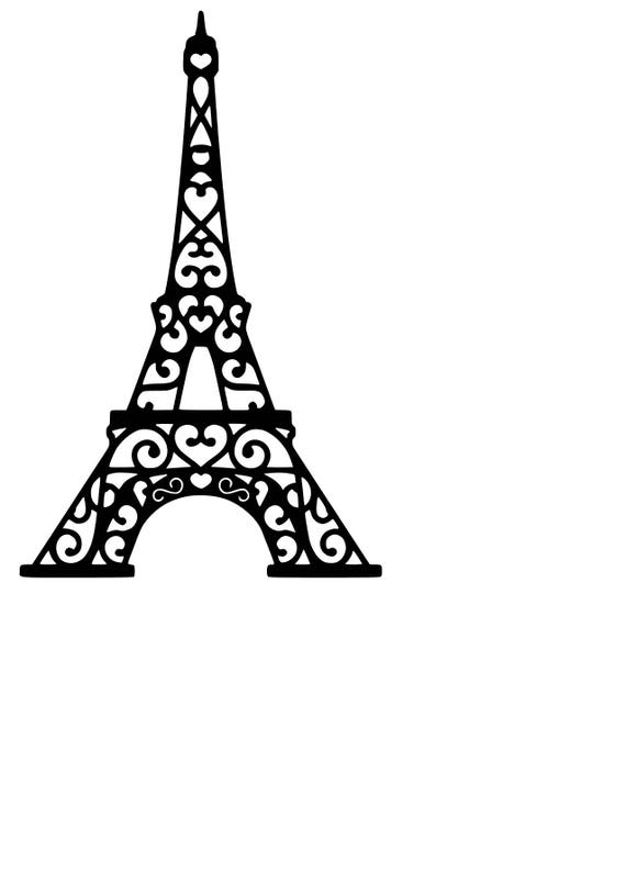 Download Eiffel Tower heart scroll svg cutting file