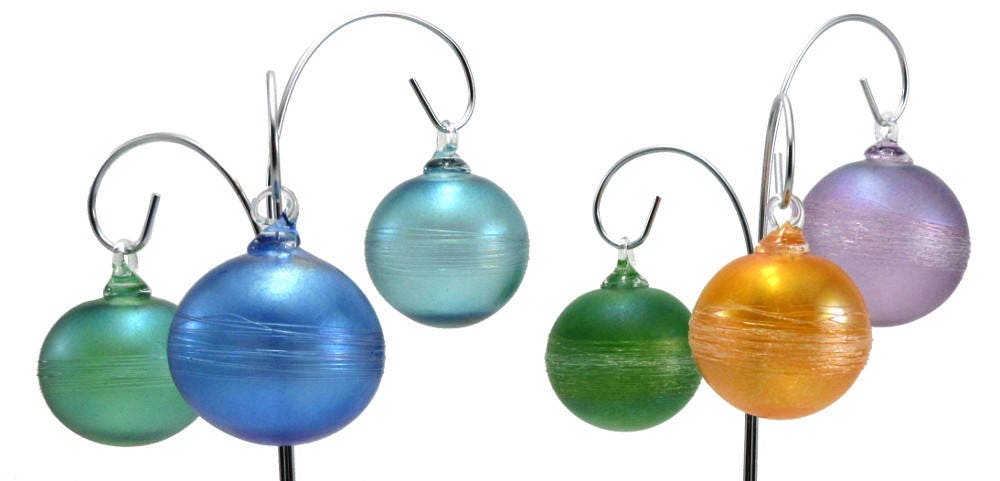 Shimmer Orbs Blown Glass Ornaments Holiday Decor 8432