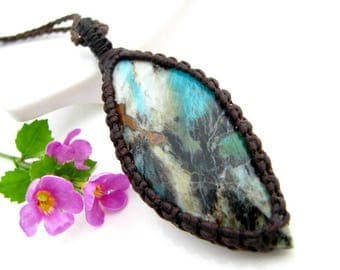 Incredible, RARE Collawood necklace, Collawood, natural celestial rock jewelry, Macrame necklace, Wrapped stone pendant, special gift