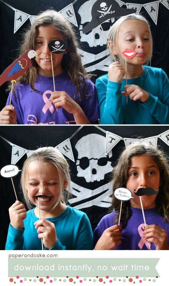 Pirate Printable PHOTO BOOTH PROPS - Editable Text >> Instant Download | Paper and Cake Il_570xn