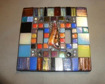 MOSAIC LIGHT SWITCH Cover - Wall Plate, Wall Art, Home Decor, Multicolored, Art Glass