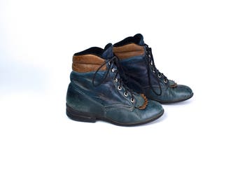 Blue Lacer Boots by Laredo, Packer Boots with Kiltie, Women's Size 5 1/2 B