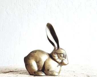 Vintage Brass Bunny Rabbit // Solid Brass